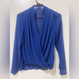 H&M Royal Blue Draped Blouse